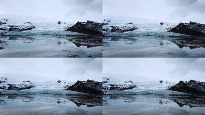 冰岛蓝色大冰川风景鸟瞰图