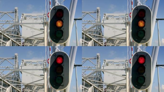 比利时安特卫普港口 交通指挥灯 红绿灯