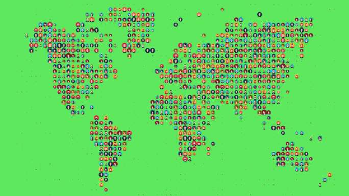 世界地图彩色标志动画地图