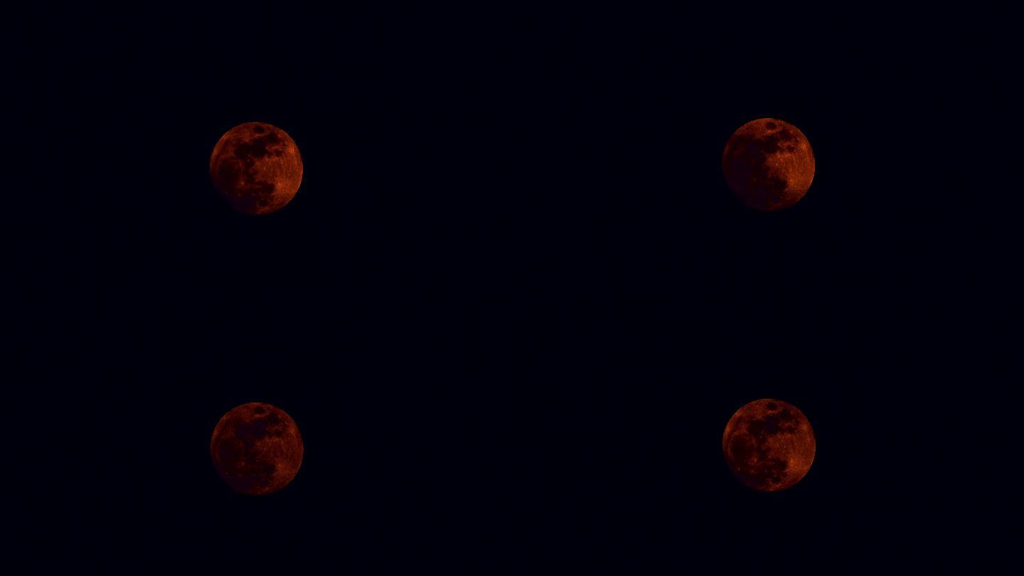 夜晚的红色满月中秋节月亮赏月团圆传统节日