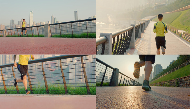 【4K】城市道路跑步健身
