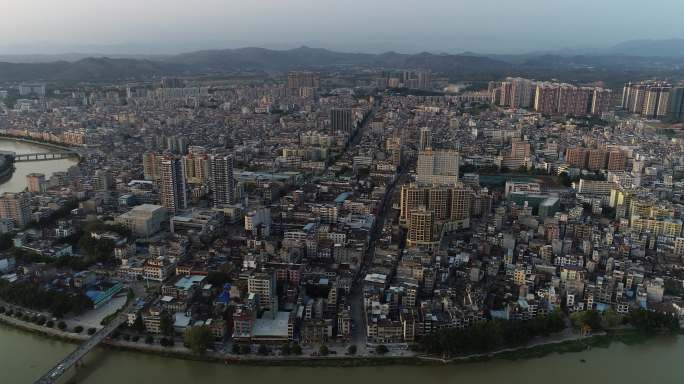 雨后怀集县新老城区航拍山水城市文明城市