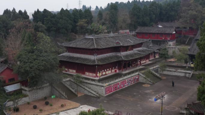 遂宁 疫情 广德寺 寺庙 航拍  阴天