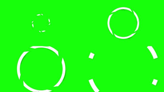 绿色屏幕背景上的抽象圆圈运动图形动画
