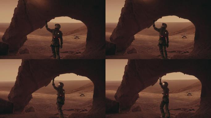 探索火星表面的女宇航员
