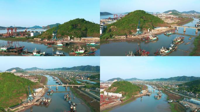 中国渔村码头美丽晨曦