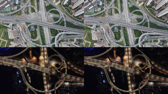 [原创4K]武汉航拍城市交通高架日夜景
