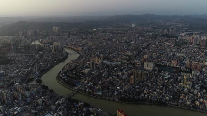 雨后怀集县新老城区航拍山水城市文明城市