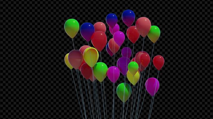【2K】彩色气球随风舞动带通道
