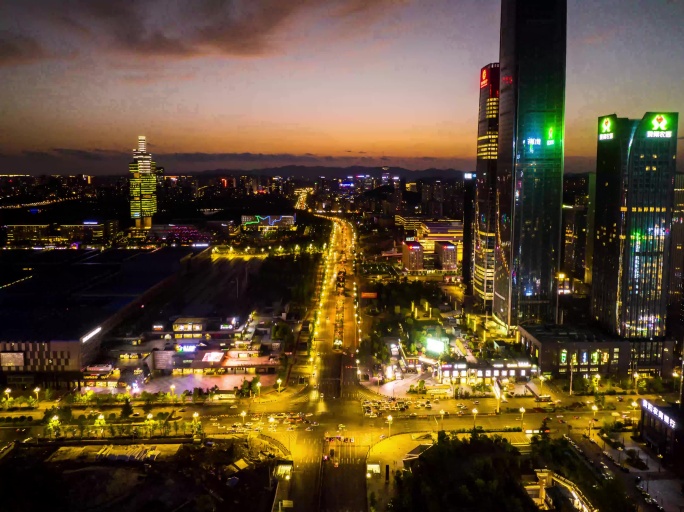 透亮的城市夜景延时航拍素材(4K)