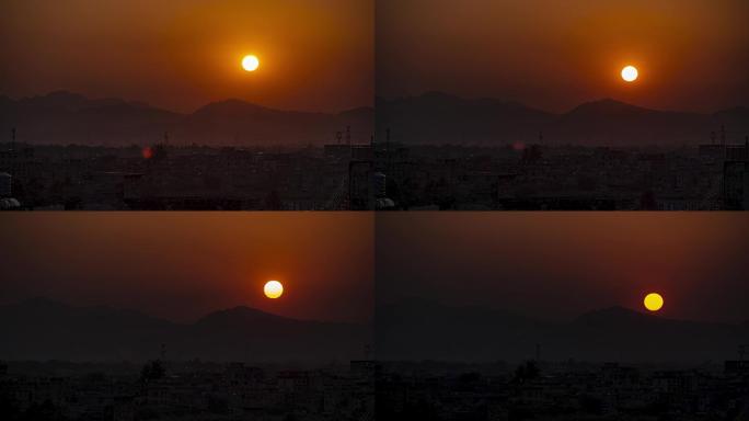 夕阳西下，村庄日落 8K