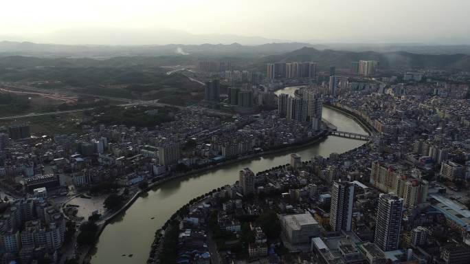 雨后怀集县新老城区航拍山水城市文明城市