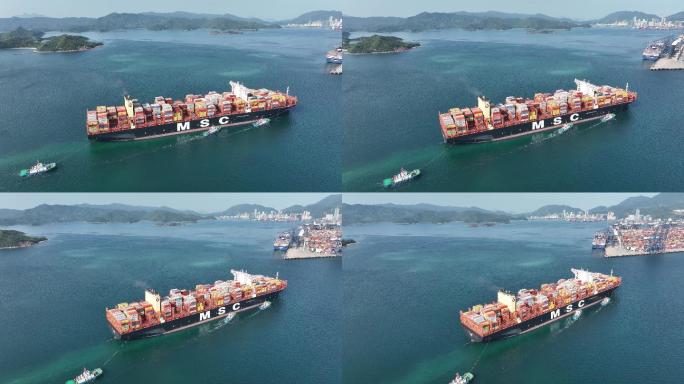4K正版-深圳盐田港靠港中的国际货轮
