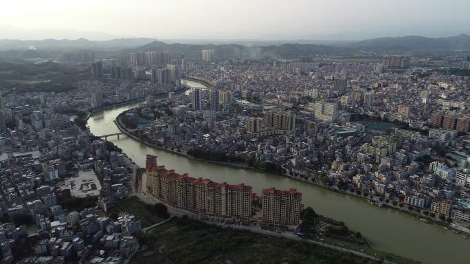 雨后怀集县新老城区航拍山水城市文明城市