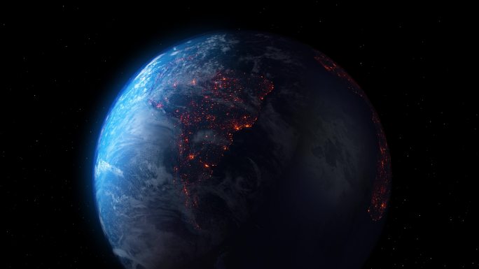 世界地图-夜间，全球商业