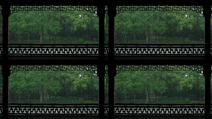 159杭州 风景 古风 下雨天  亭子