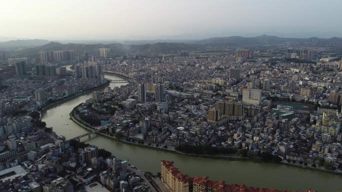 雨后怀集县新老城区航拍山水城市文明城市