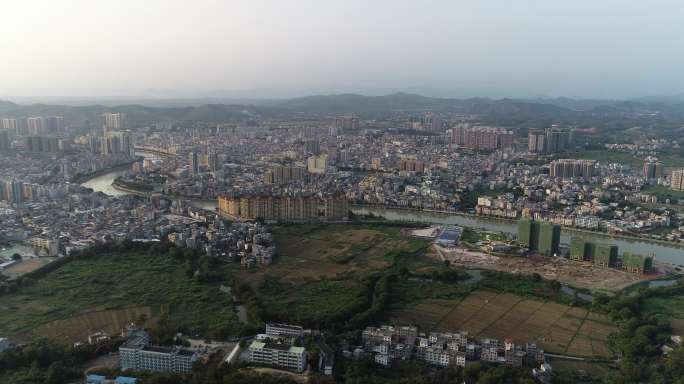 雨后怀集县新老城区航拍山水城市文明城市