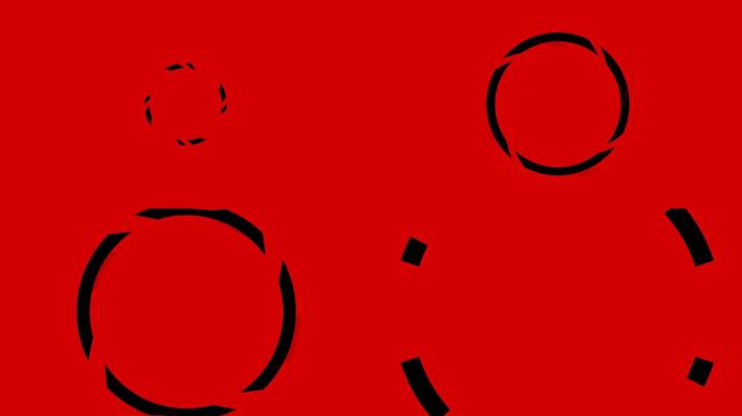 红色背景上的抽象圆圈运动图形动画