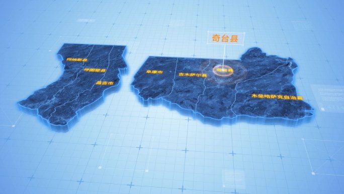 昌吉回族自治州奇台县三维科技地图
