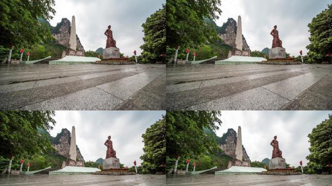 金城江公园革命烈士纪念碑韦拔群雕像延时