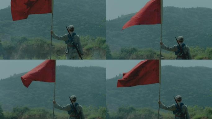 飘扬的中国工农红军旗帜
