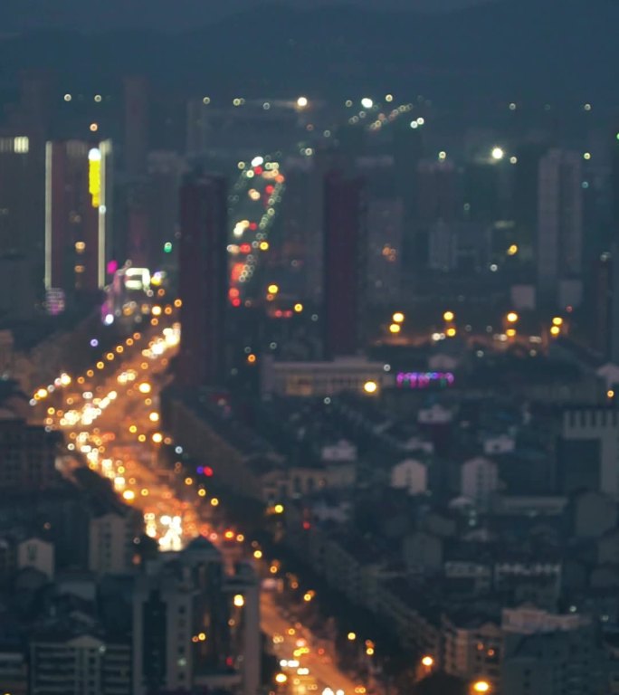 江夏纸坊北华街夜景长焦素材