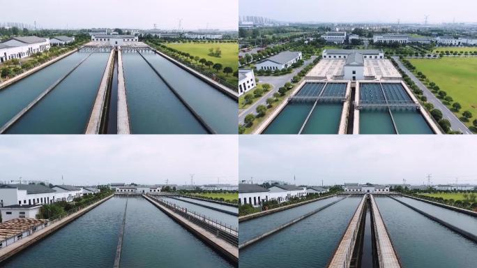 自来水厂蓄水池空中航拍