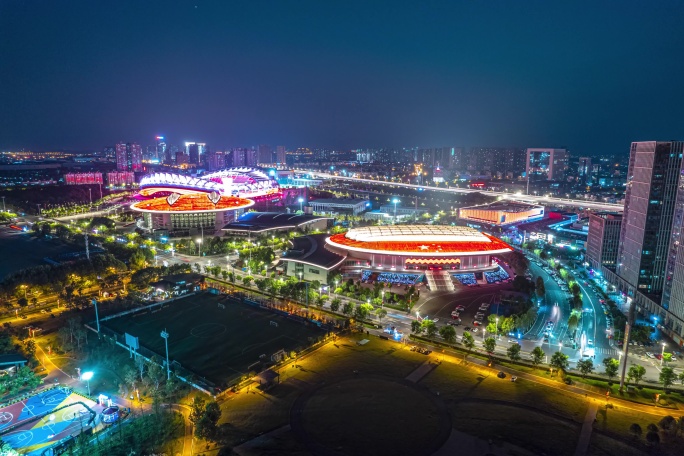武汉沌口体育中心东风高架夜景