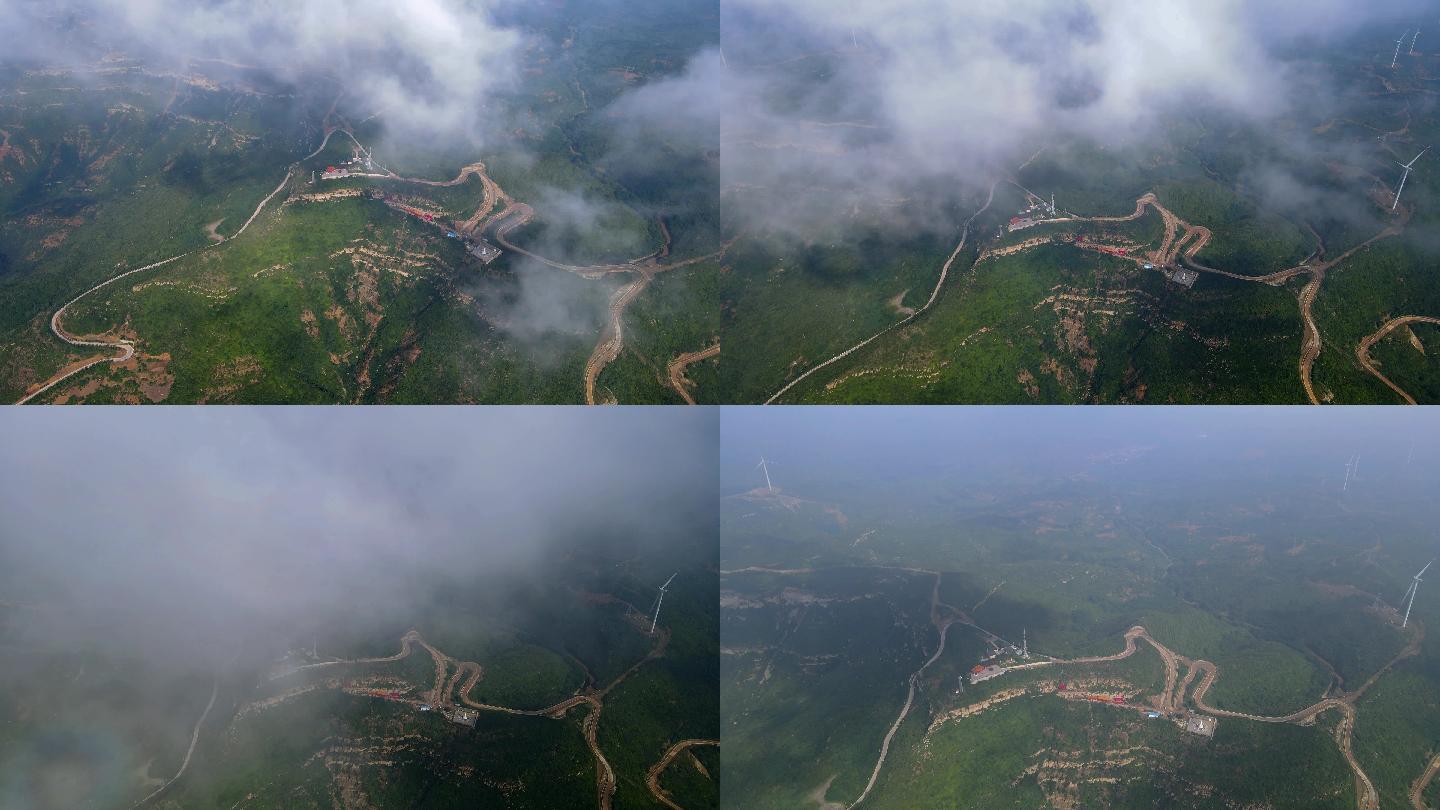 阳泉郊区刘备山航拍太行山云海