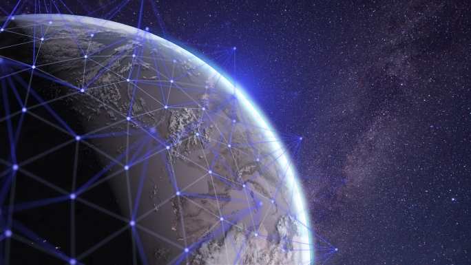 绘制的三维地球科技感连线全球覆盖