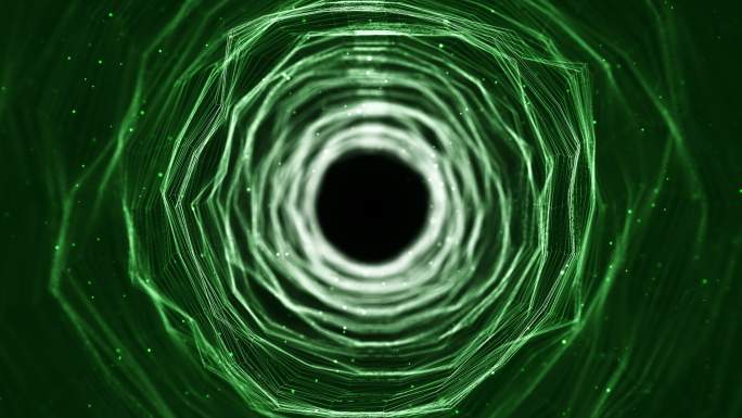 绿色背景时空空间穿梭黑洞隧道光效光束线条