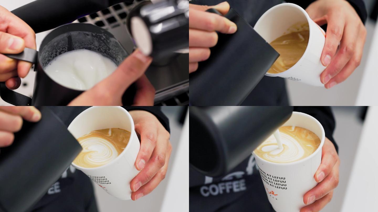 升格拍摄制作咖啡拉花过程