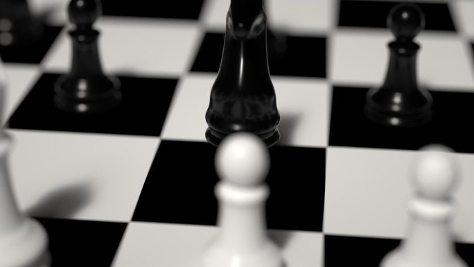 抽象概念黑白相间棋盘国际象棋创意动态视频