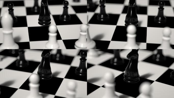 抽象概念黑白相间棋盘国际象棋创意动态视频