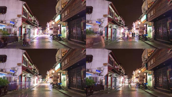 延时上海嘉定东大街人流街道夜景