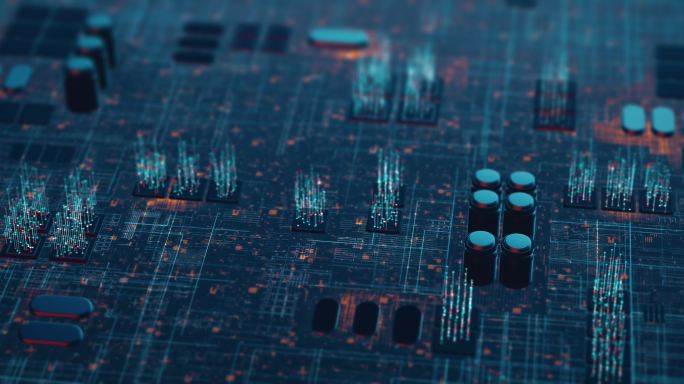 电路板上带有连接点的计算机处理器