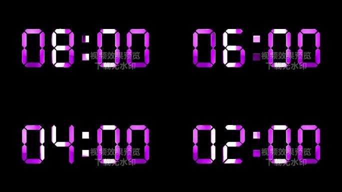 4K粉紫色液晶数字倒数10分钟