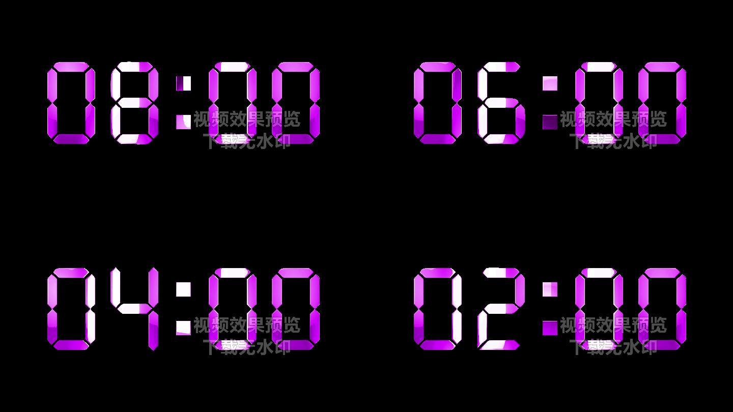 4K粉紫色液晶数字倒数10分钟