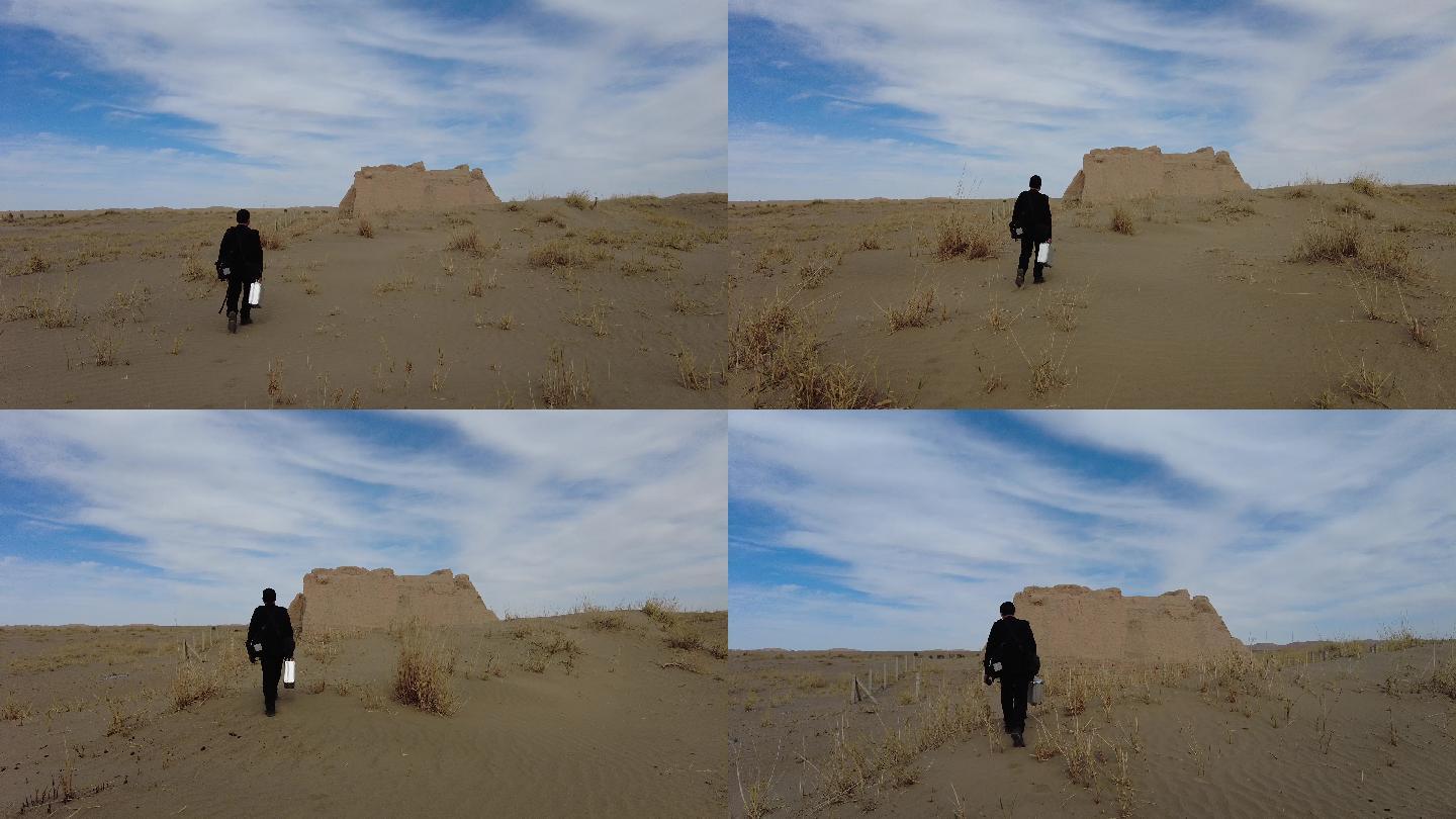 考察荒漠古堡废墟