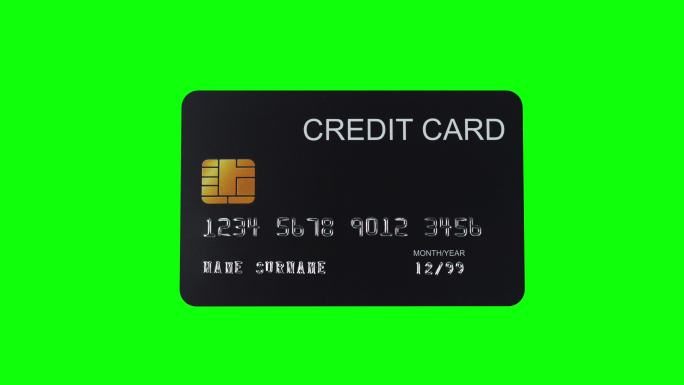 绿色屏幕背景上的信用卡