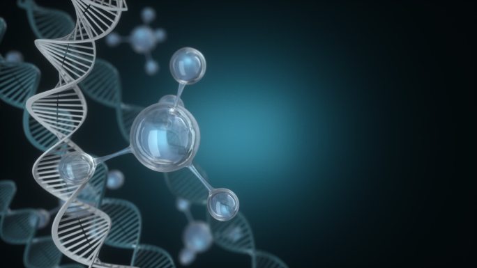 DNA分子旋转三维动画医美素材背景