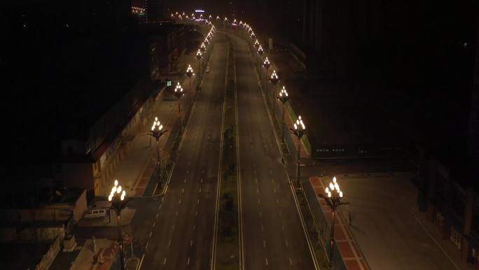 空镜头 疫情 航拍 城市 夜景 街道