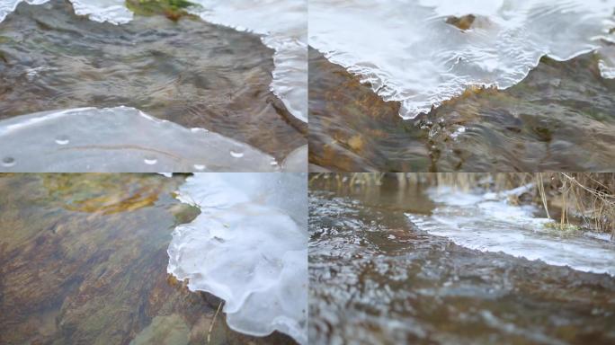 冬天带冰的小河