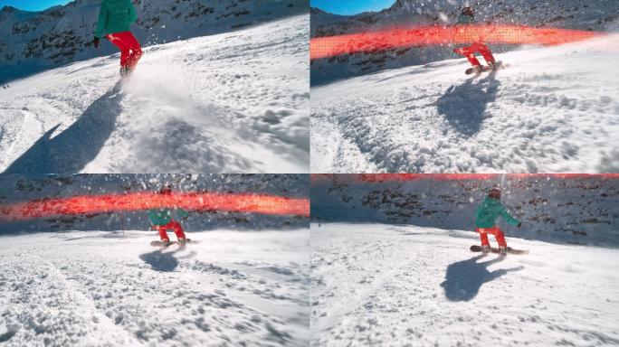 女子滑雪运动员冰雪冬奥雪山滑板冬天北京冬