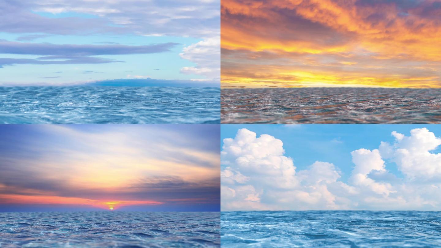 海洋海水带天空夕阳蓝天白云