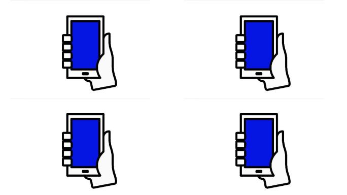 蓝色屏幕的手机漫画动漫科技数码简洁素材
