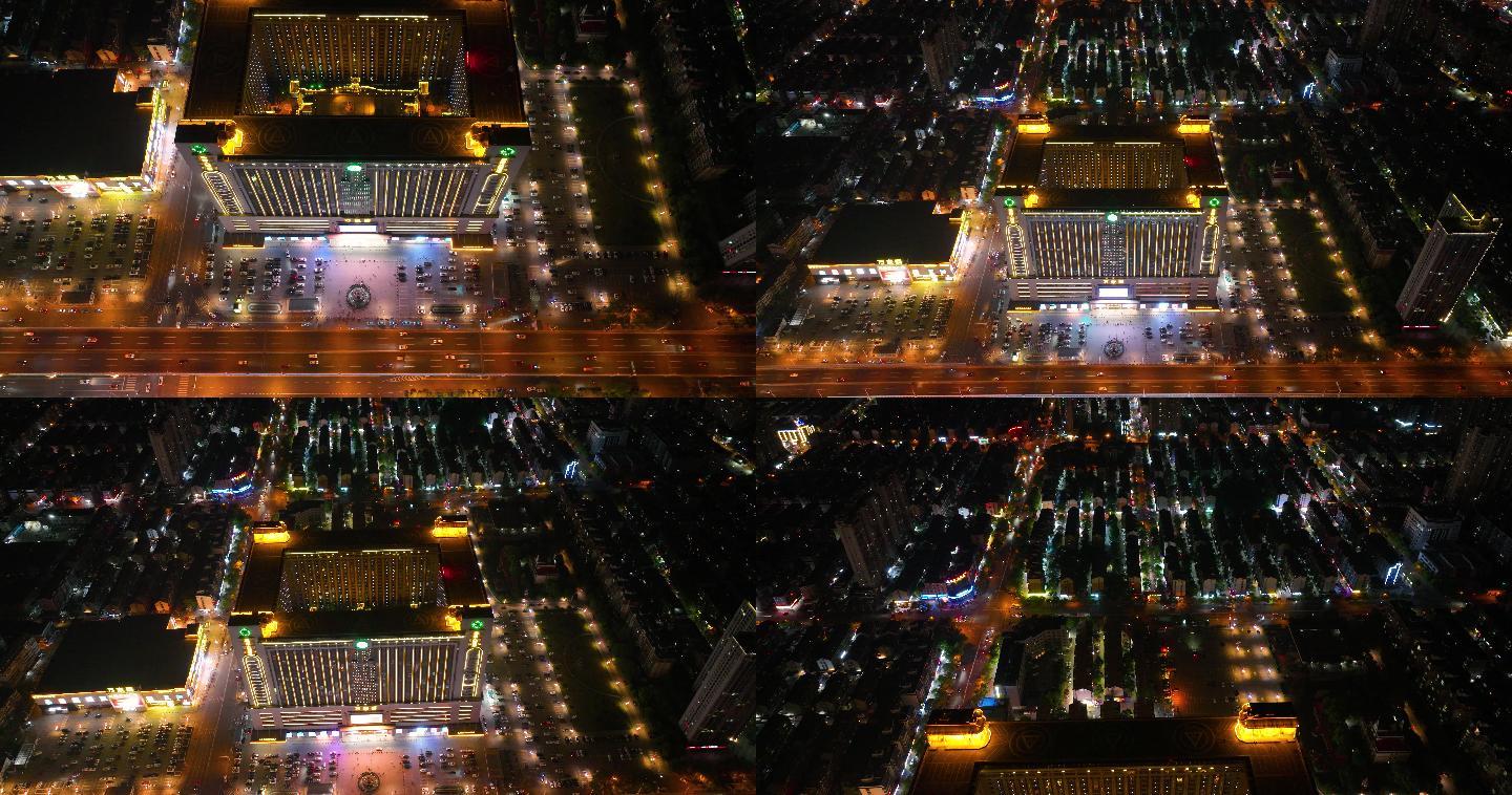 5K航拍万家丽国际广场购物中心酒店夜景