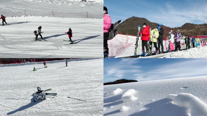 湖北滑雪冰柱雪地冬日风景