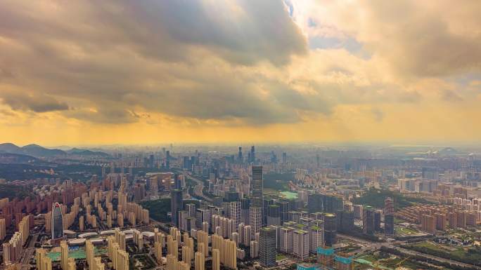 济南航拍浮云城市全貌全景延时摄影